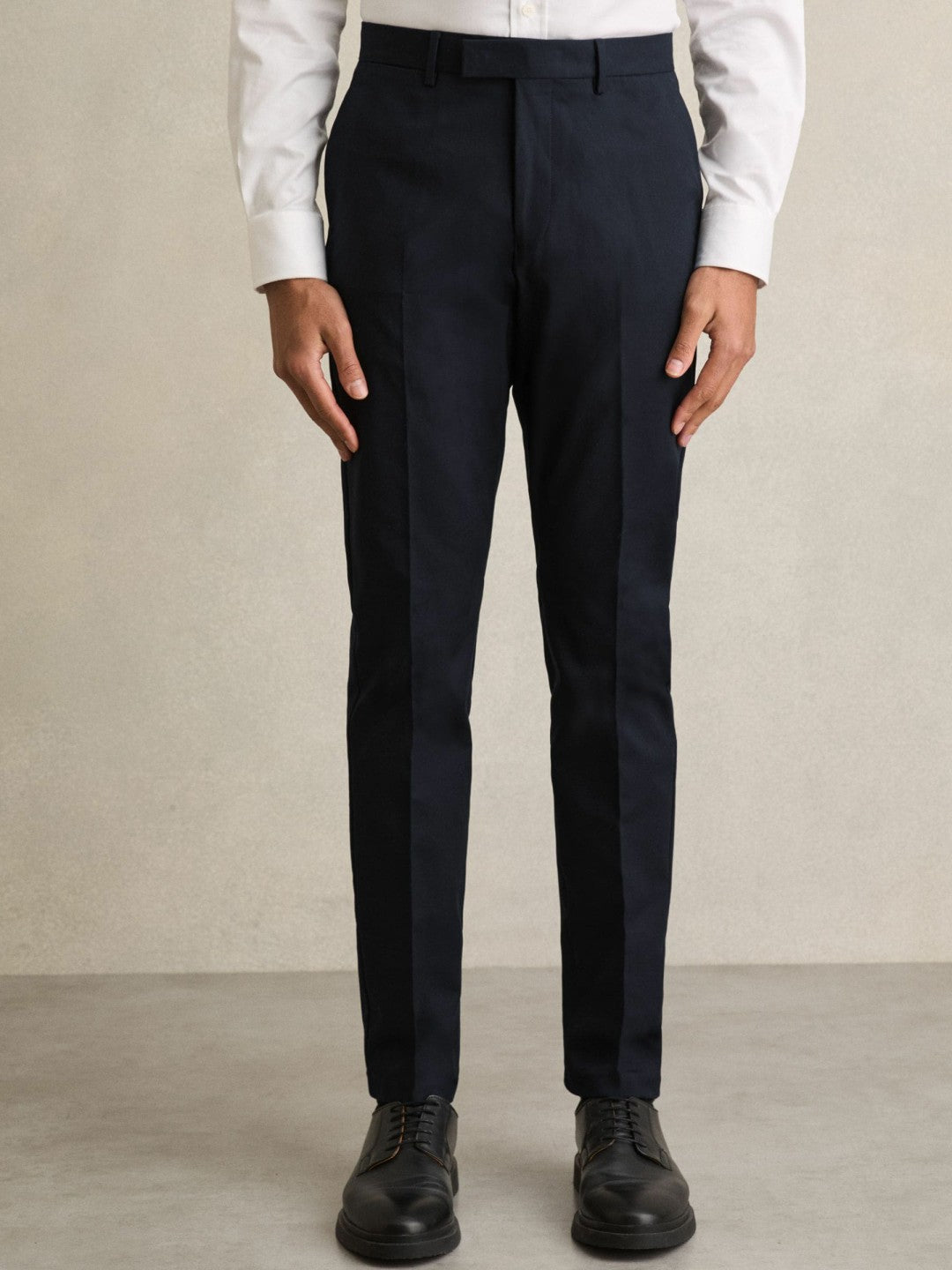 Slim Fit Cotton Blend Chinos in Navy | Reiss Men Exclusive