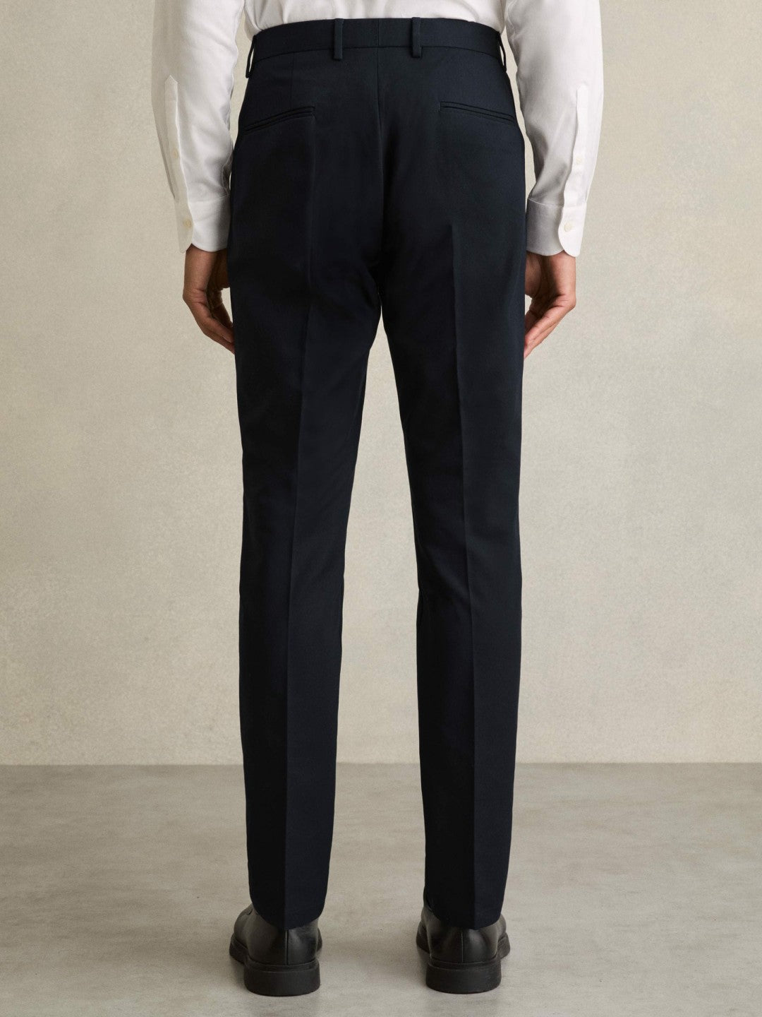 Slim Fit Cotton Blend Chinos in Navy | Reiss Men Exclusive