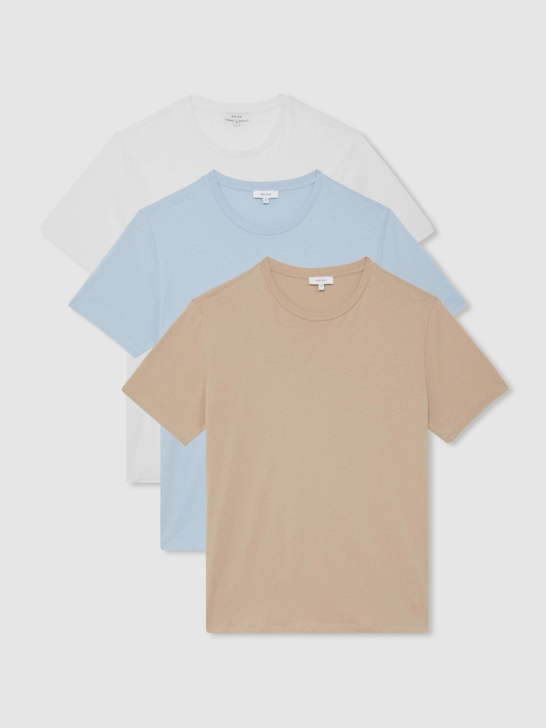 Cotton-Jersey Crew-Neck T-shirts 3 Pack in Neutral | Reiss Men Signature
