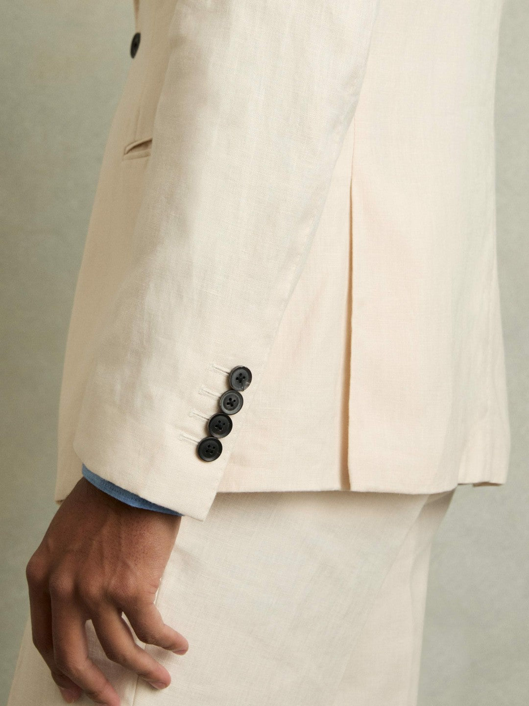 Slim-Fit Single Breasted Linen Blazer in Stone | Reiss Men Premium