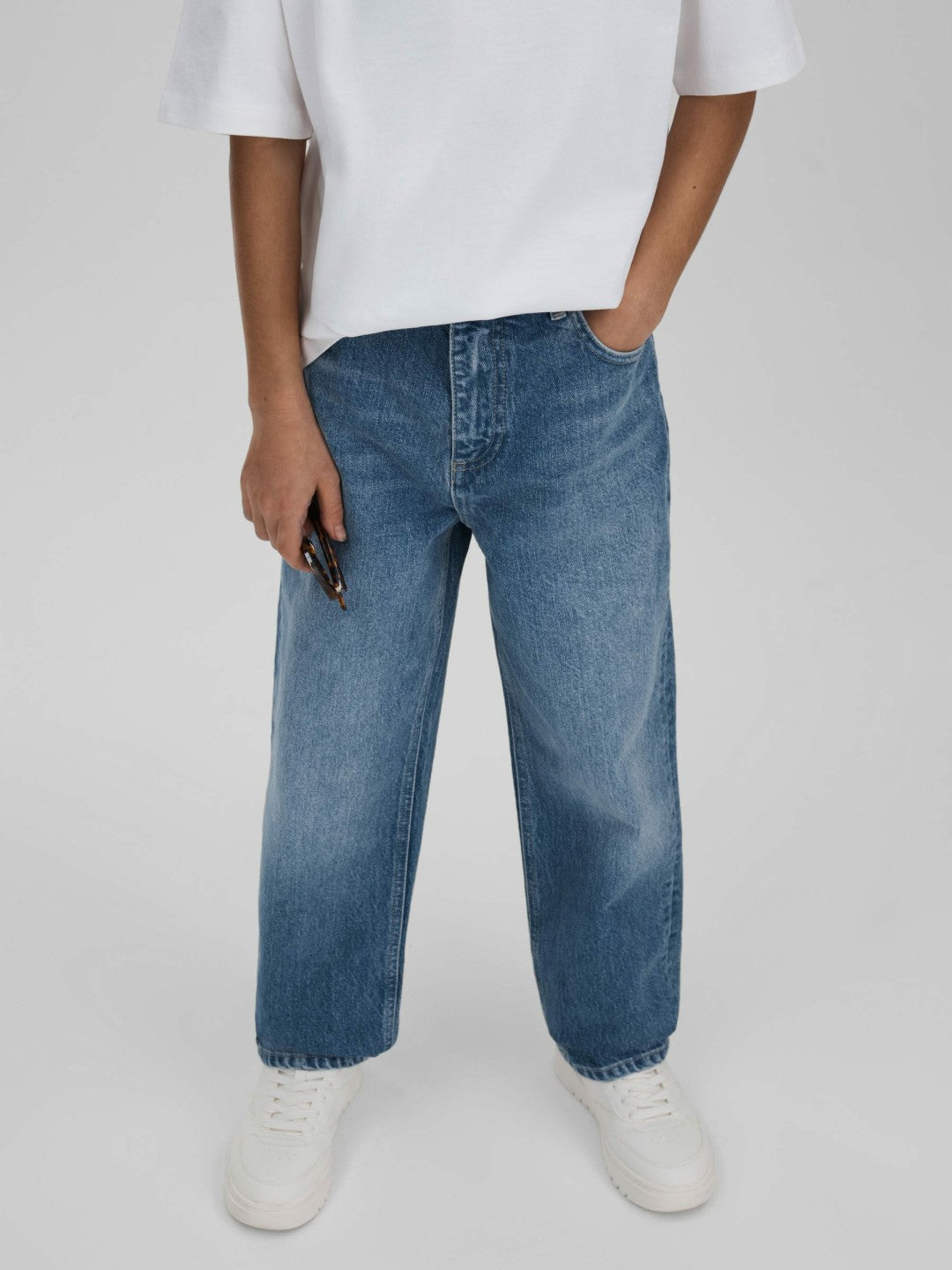 3-9 yrs Loose Fit Adjuster Jeans in Mid Blue | Reiss Children & Baby New