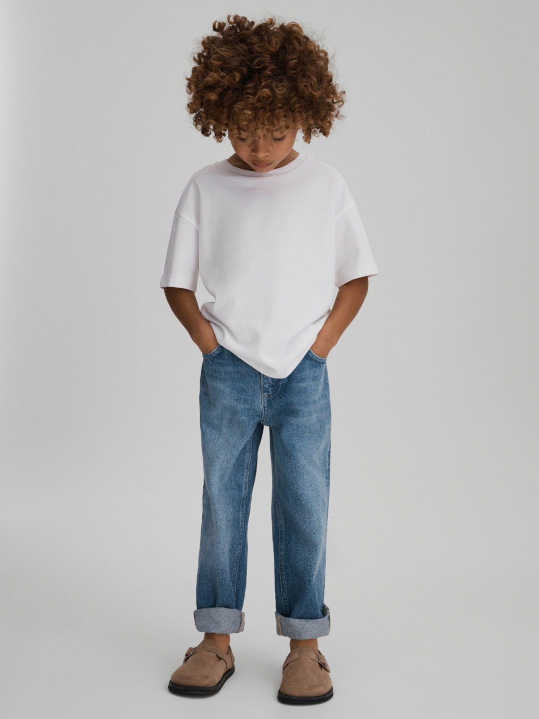 3-9 yrs Loose Fit Adjuster Jeans in Mid Blue | Reiss Children & Baby New