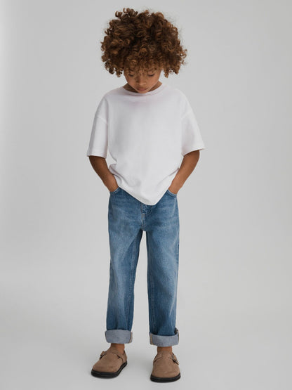 3-9 yrs Loose Fit Adjuster Jeans in Mid Blue | Reiss Children & Baby New