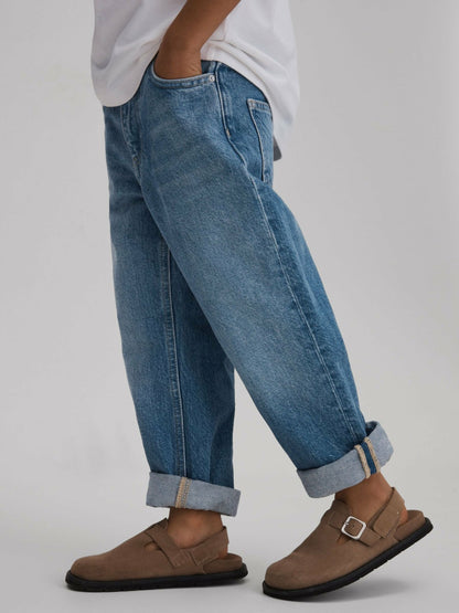 3-9 yrs Loose Fit Adjuster Jeans in Mid Blue | Reiss Children & Baby New