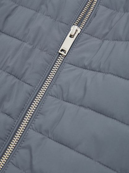 Hybrid Quilt and Knit Zip-Through Jacket in Airforce Blue | Reiss Men Trending
