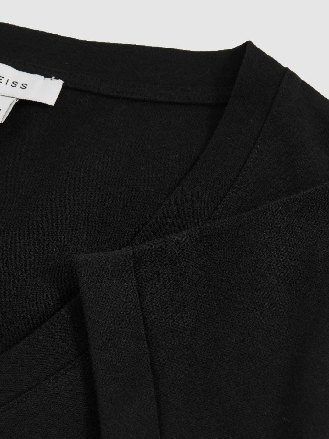 Cotton-Jersey V-Neck T-Shirt in Black | Reiss Women Premium