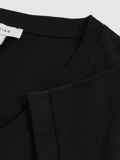 Cotton-Jersey V-Neck T-Shirt in Black | Reiss Women Premium
