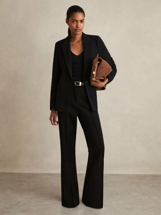 Petite Flared Suit Trousers in Black | Reiss Women New