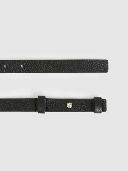 Leather Square Hinge Belt in Black | Reiss Women Trending