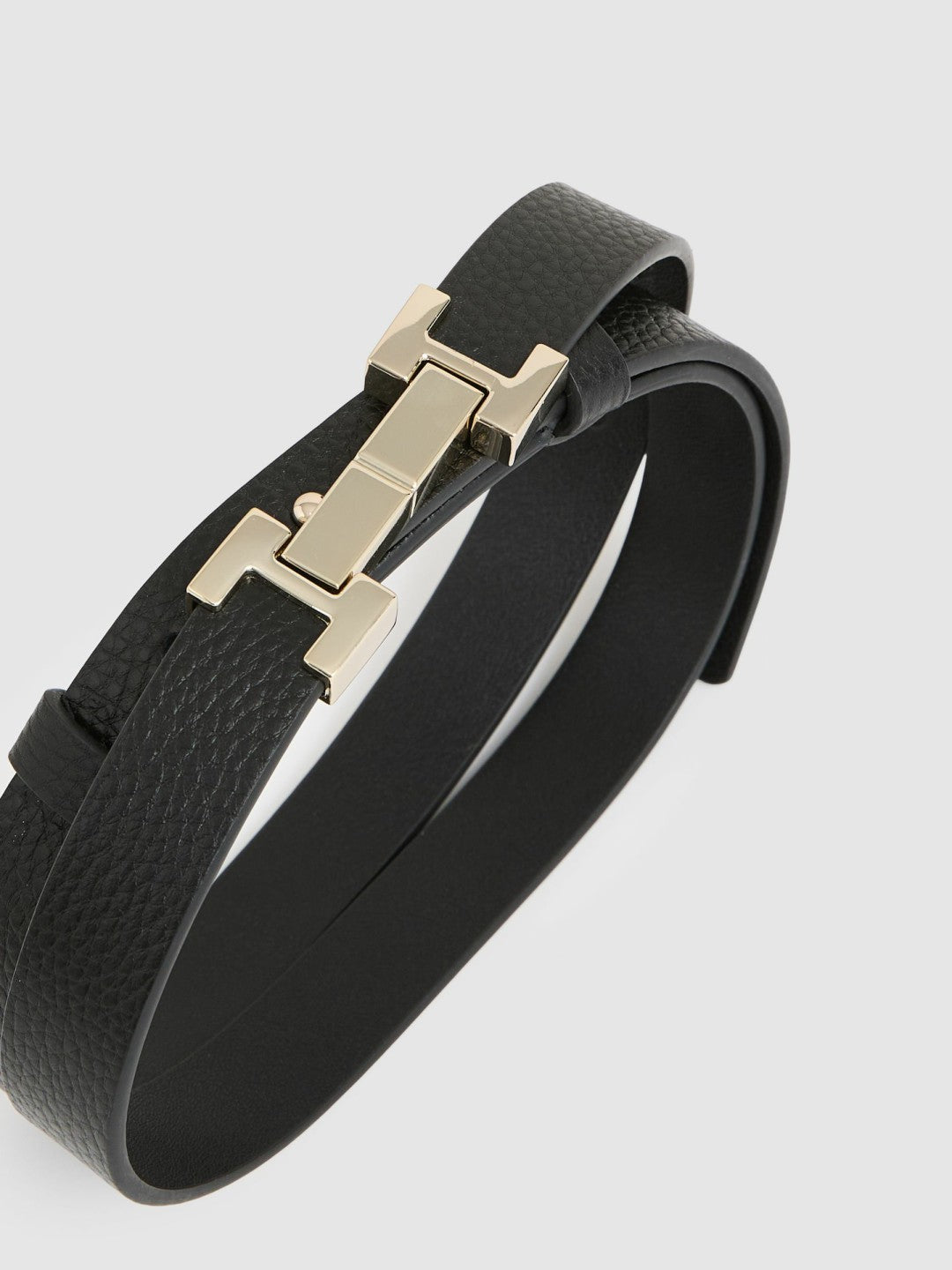 Leather Square Hinge Belt in Black | Reiss Women Trending