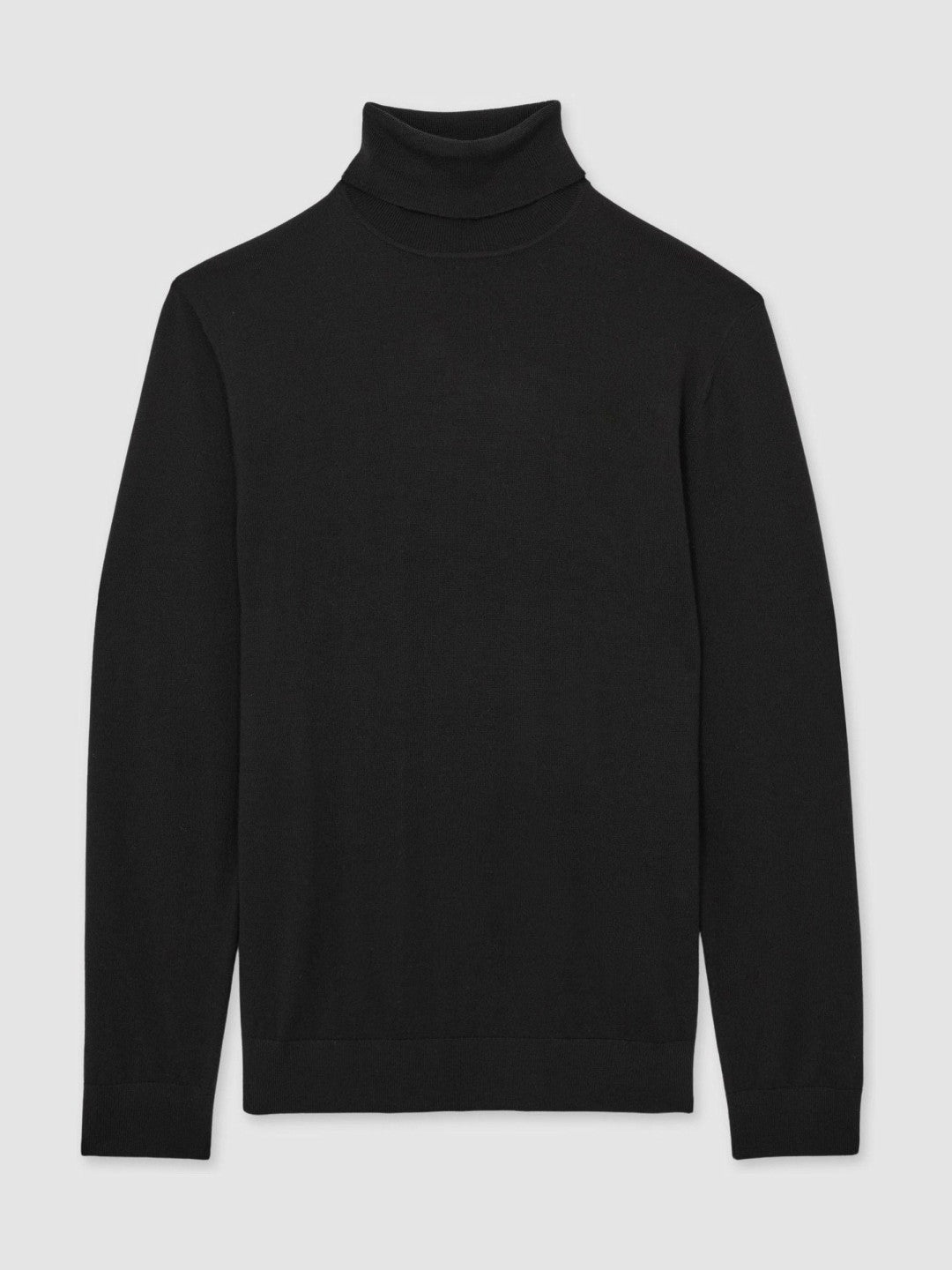 Slim Fit Merino Wool Roll Neck Jumper in Black | Reiss Men Featured