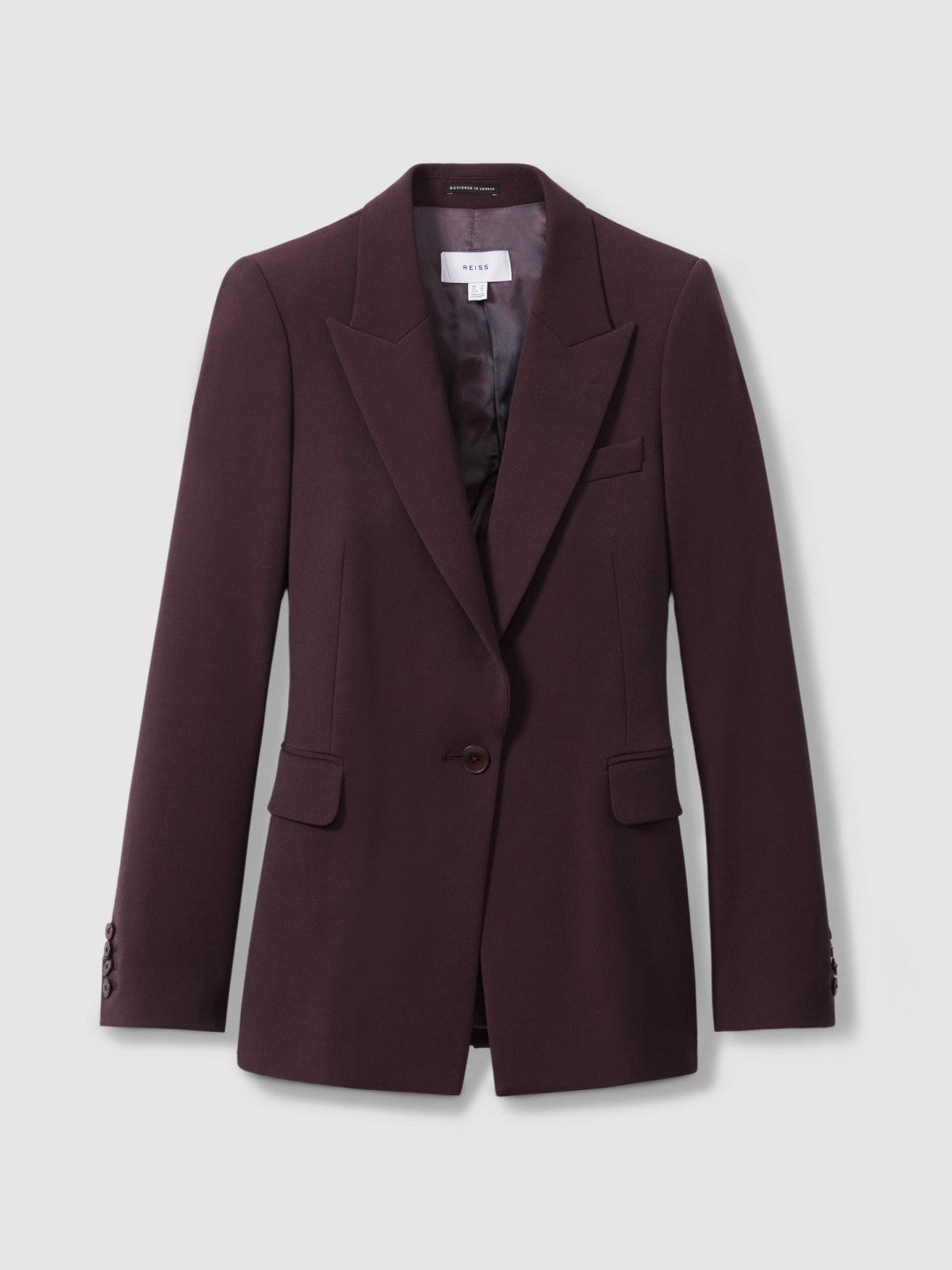 Tailored Single Breasted Suit Blazer in Berry | Reiss Women Trending