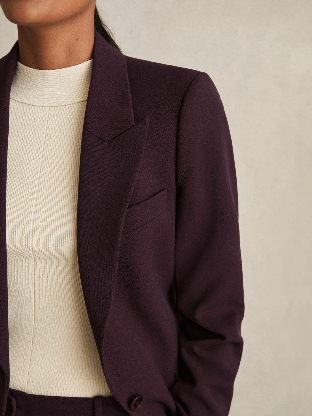 Tailored Single Breasted Suit Blazer in Berry | Reiss Women Trending