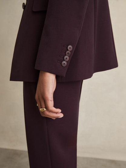 Tailored Single Breasted Suit Blazer in Berry | Reiss Women Trending