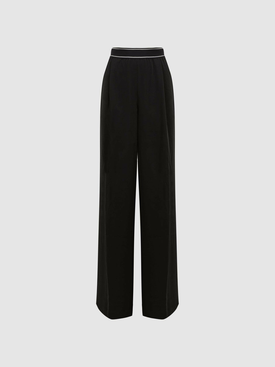Wide Leg Elasticated Trousers in Black | Reiss Women Exclusive