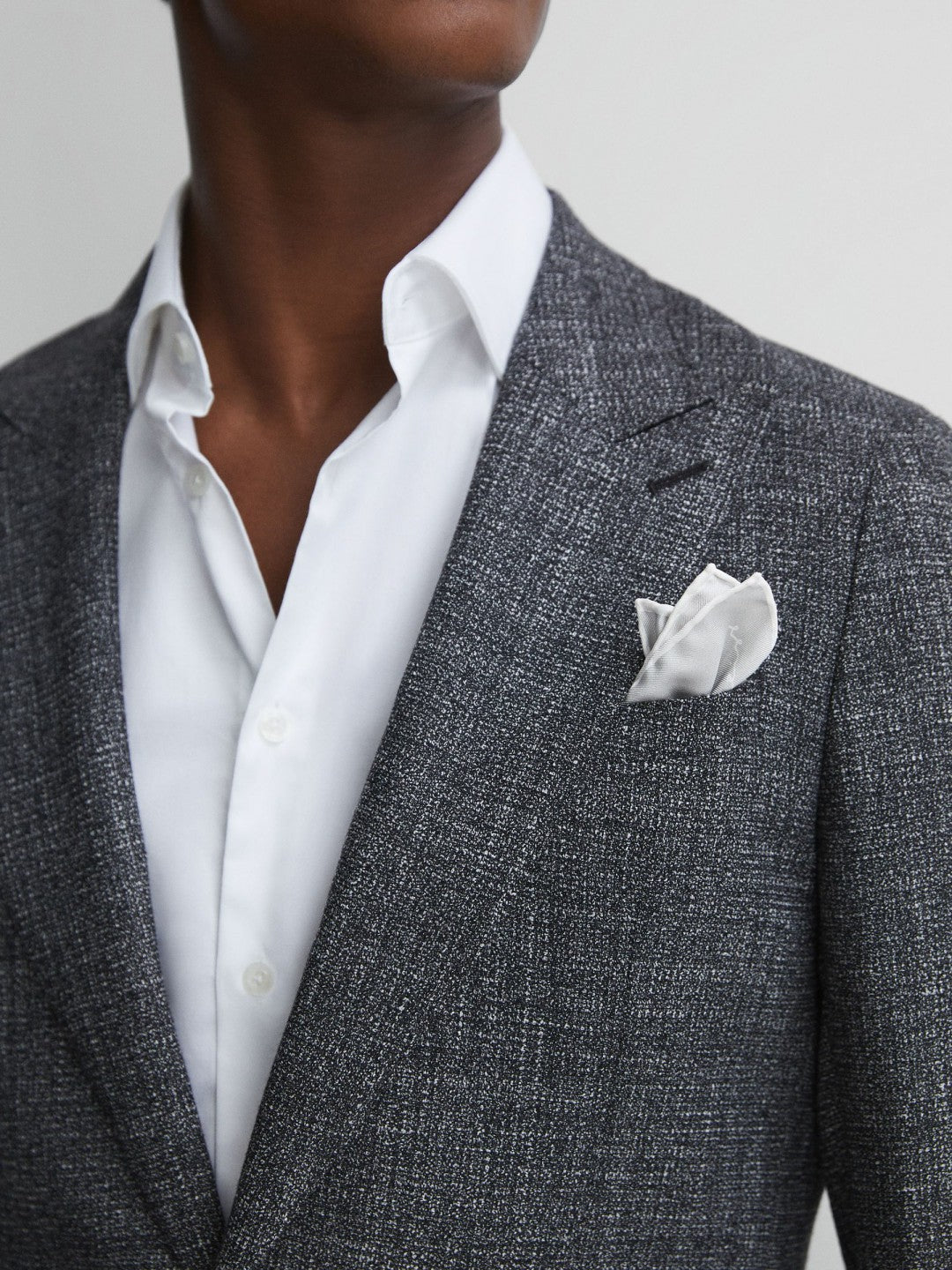 Plain Silk Pocket Square in Silver | Reiss Men Featured