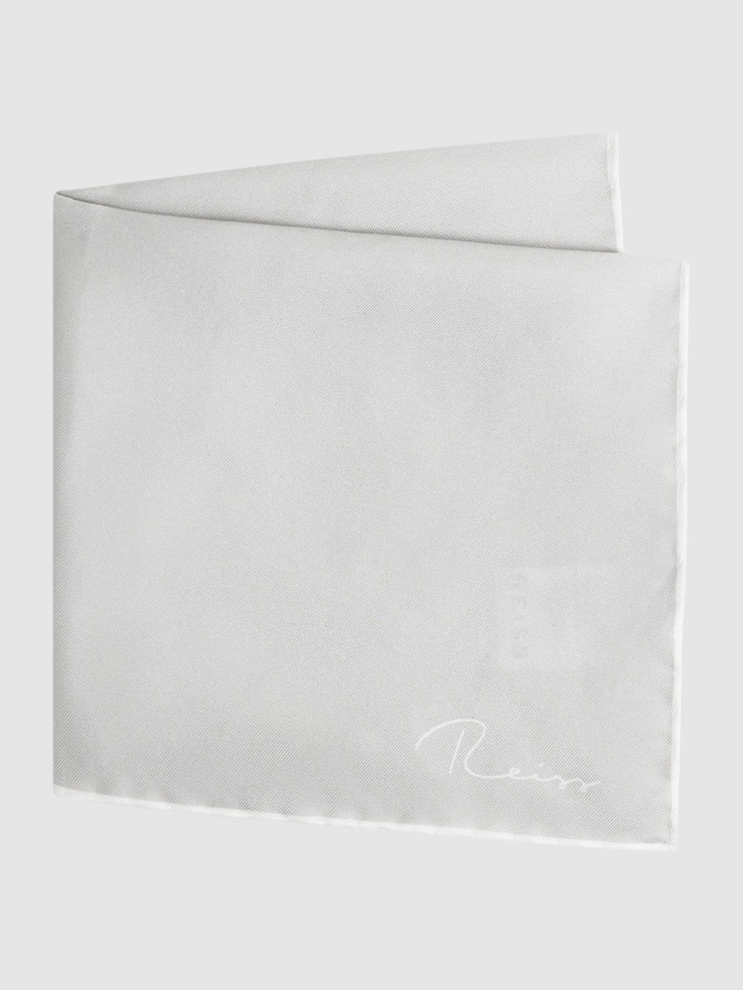 Plain Silk Pocket Square in Silver | Reiss Men Featured