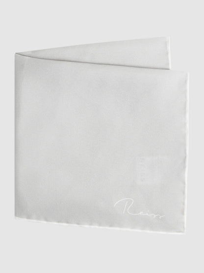 Plain Silk Pocket Square in Silver | Reiss Men Featured