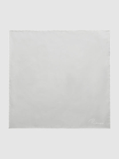 Plain Silk Pocket Square in Silver | Reiss Men Featured