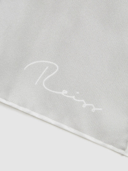 Plain Silk Pocket Square in Silver | Reiss Men Featured