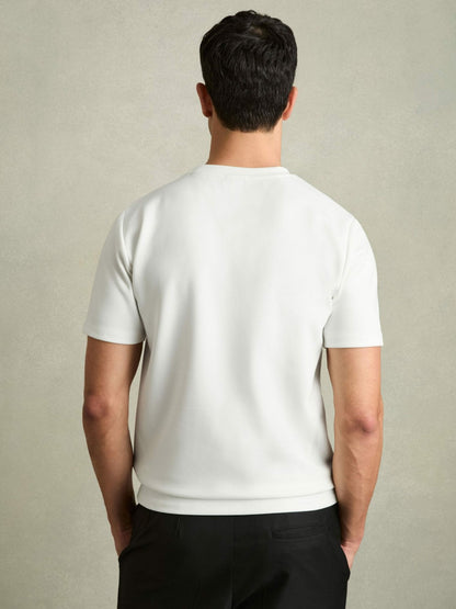 Interlock Jersey Crew Neck T-Shirt in White | Reiss Men Featured