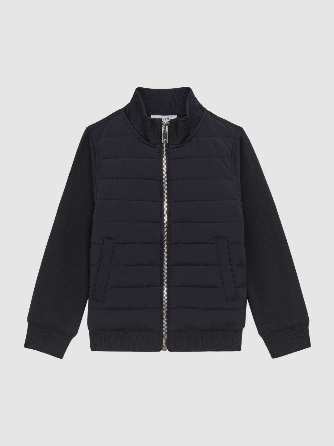 3-9 yrs Funnel Neck Quilted Hybrid Jacket in Navy | Reiss Children & Baby Best Seller