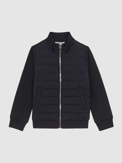 3-9 yrs Funnel Neck Quilted Hybrid Jacket in Navy | Reiss Children & Baby Best Seller
