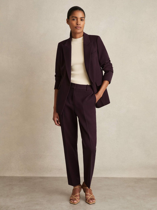 Slim Fit Suit Trousers in Berry | Reiss Women Exclusive