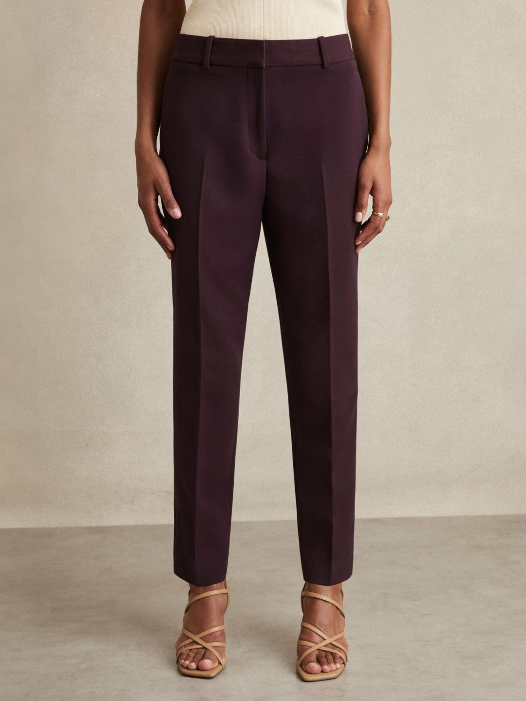 Slim Fit Suit Trousers in Berry | Reiss Women Exclusive