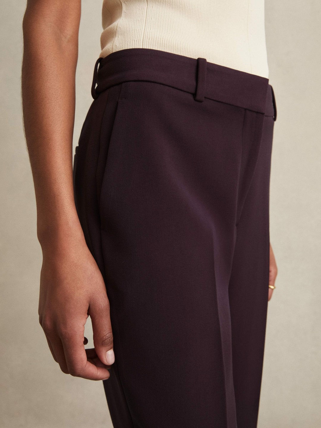 Slim Fit Suit Trousers in Berry | Reiss Women Exclusive