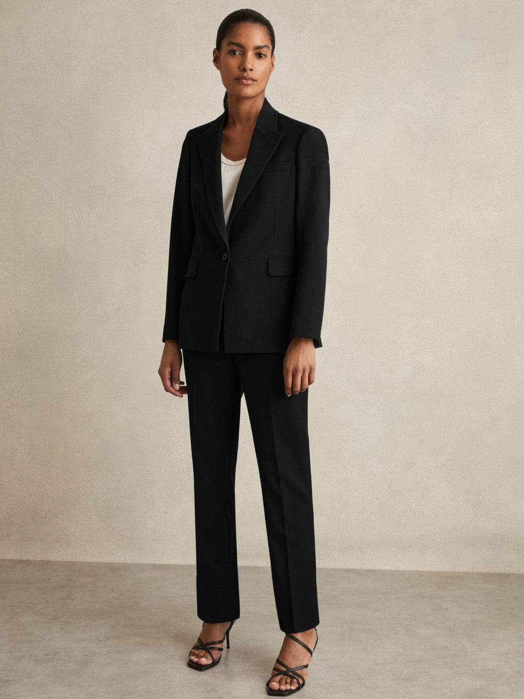 Slim Fit Suit Trousers in Black | Reiss Women Featured