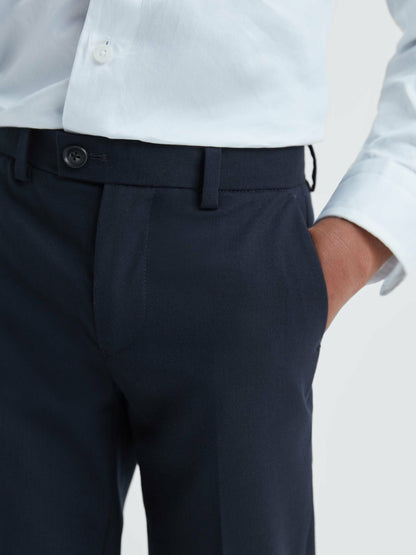 3-9 yrs Wool Blend Adjustable Trousers in Navy | Reiss Children & Baby Featured