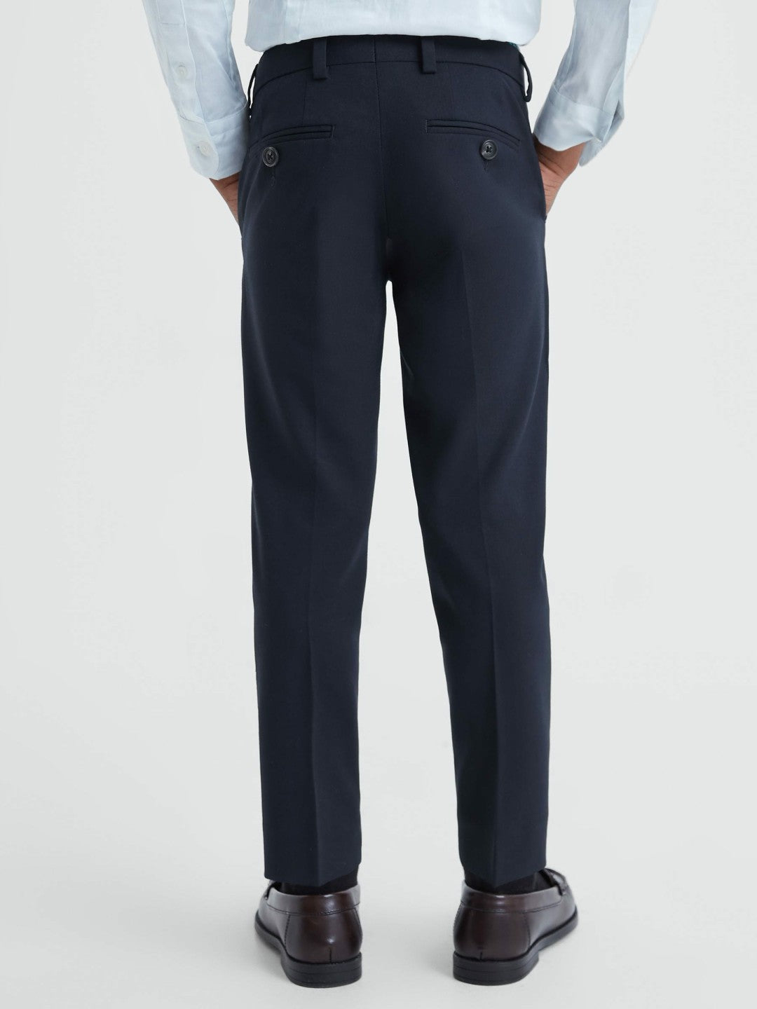 3-9 yrs Wool Blend Adjustable Trousers in Navy | Reiss Children & Baby Featured