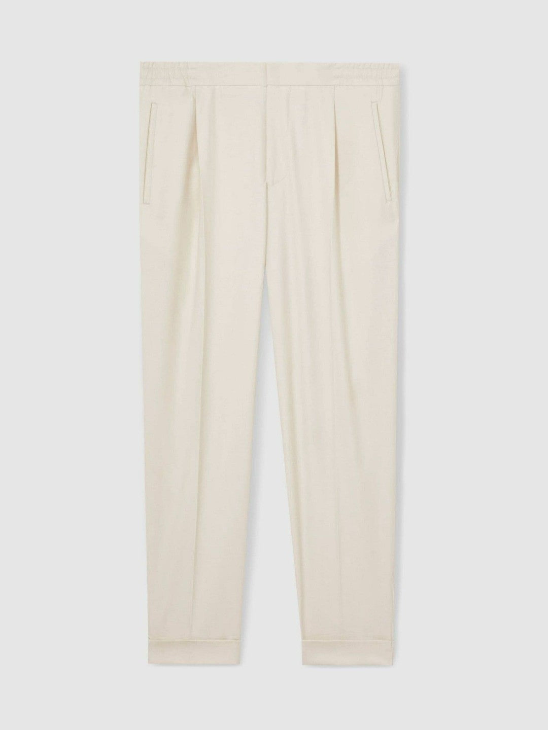 Relaxed-Fit Pleated Tapered Trousers in Ecru | Reiss Men Signature