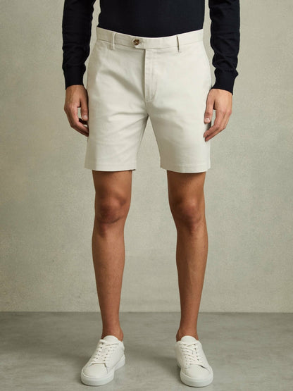 Short Length Casual Chino Shorts in Chalk | Reiss Men New