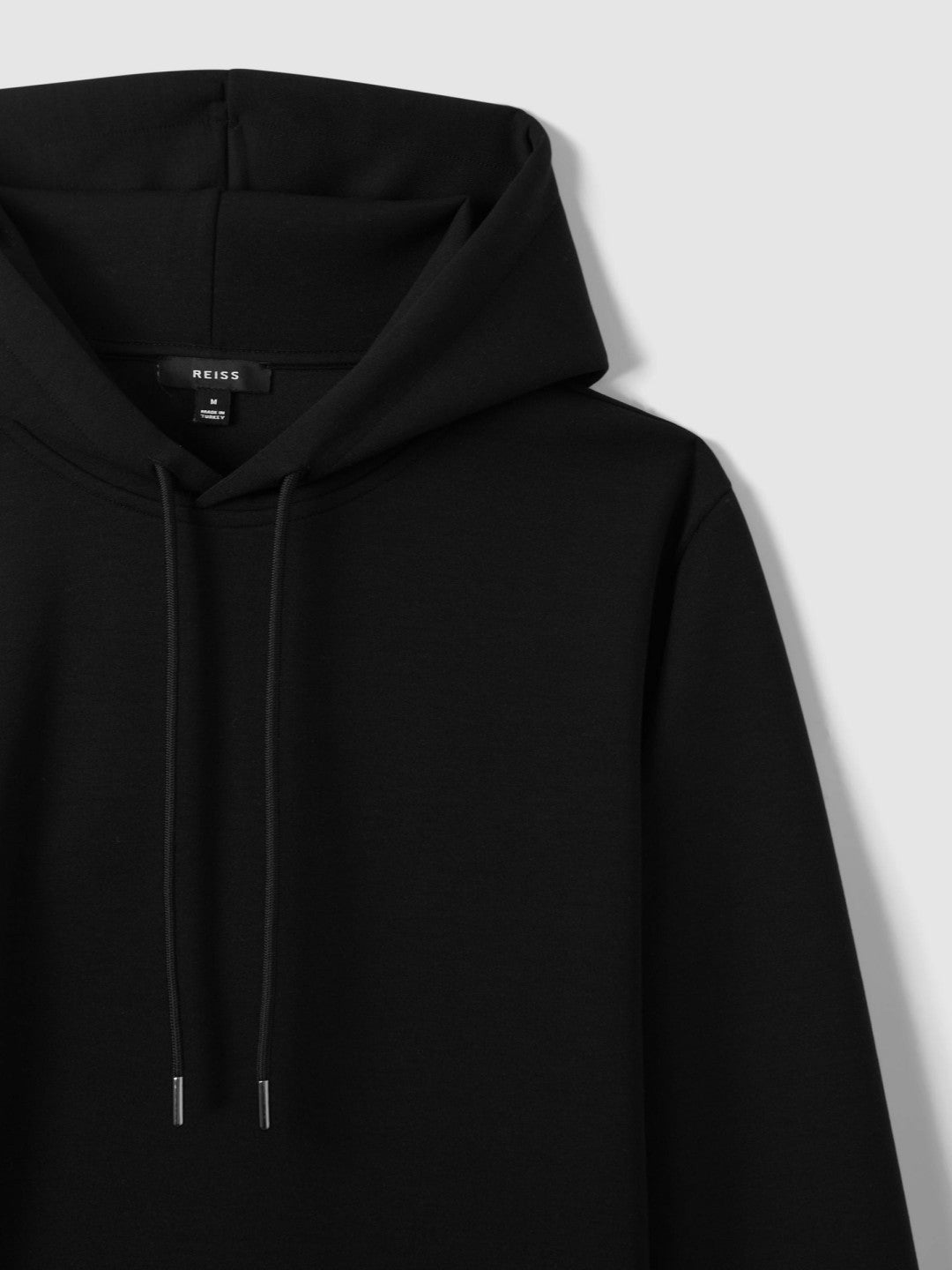 Interlock Jersey Drawstring Hoodie in Black | Reiss Men Trending