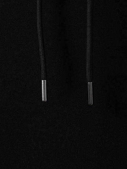 Interlock Jersey Drawstring Hoodie in Black | Reiss Men Trending