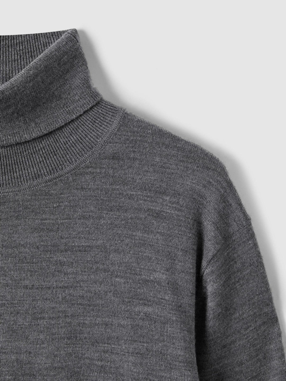 Slim Fit Merino Wool Roll Neck Jumper in Derby Grey Marl | Reiss Men Recommended