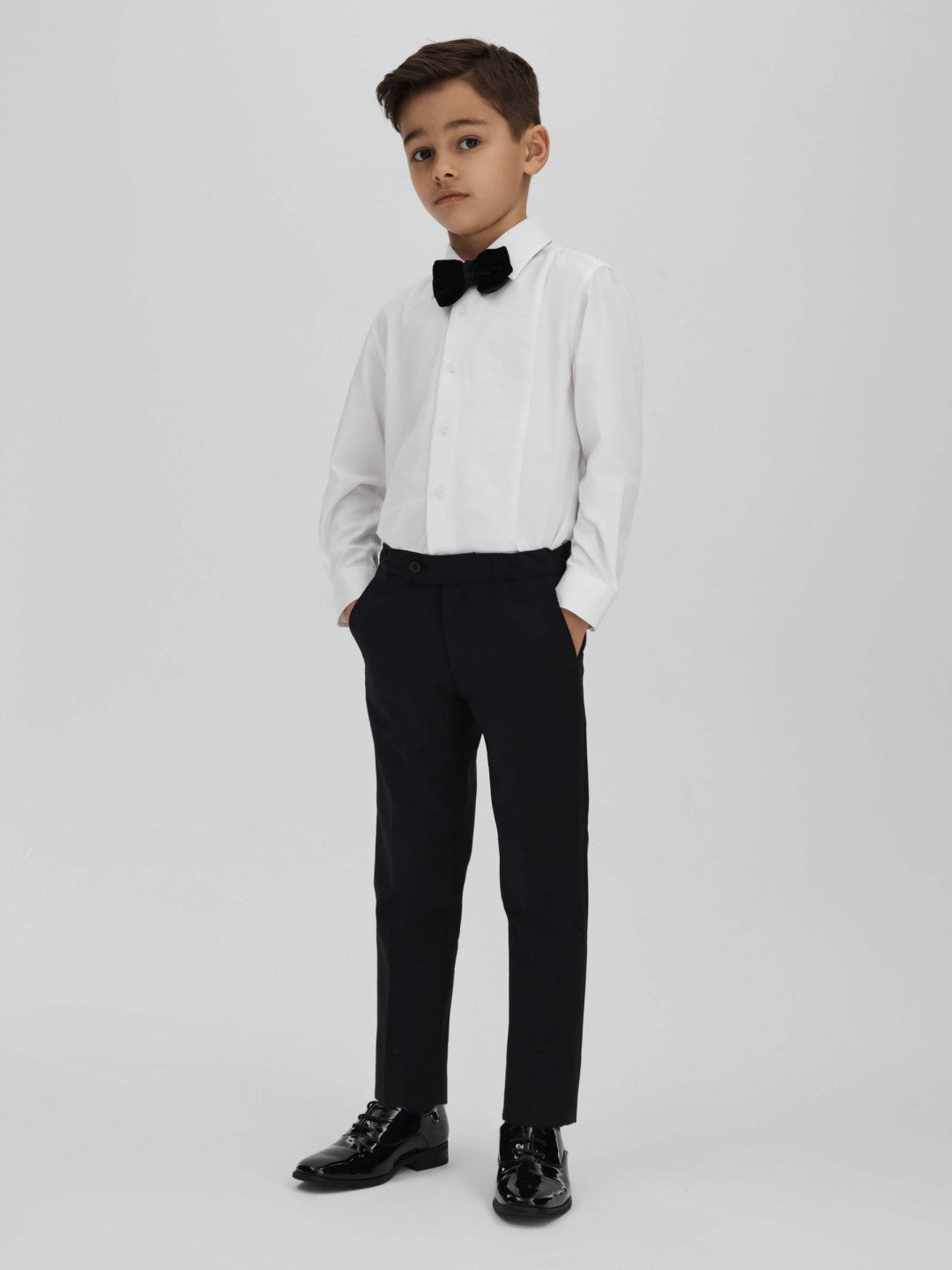 9-14 yrs Slim Fit Textured Bib Dinner Shirt in White | Reiss Children & Baby Trending