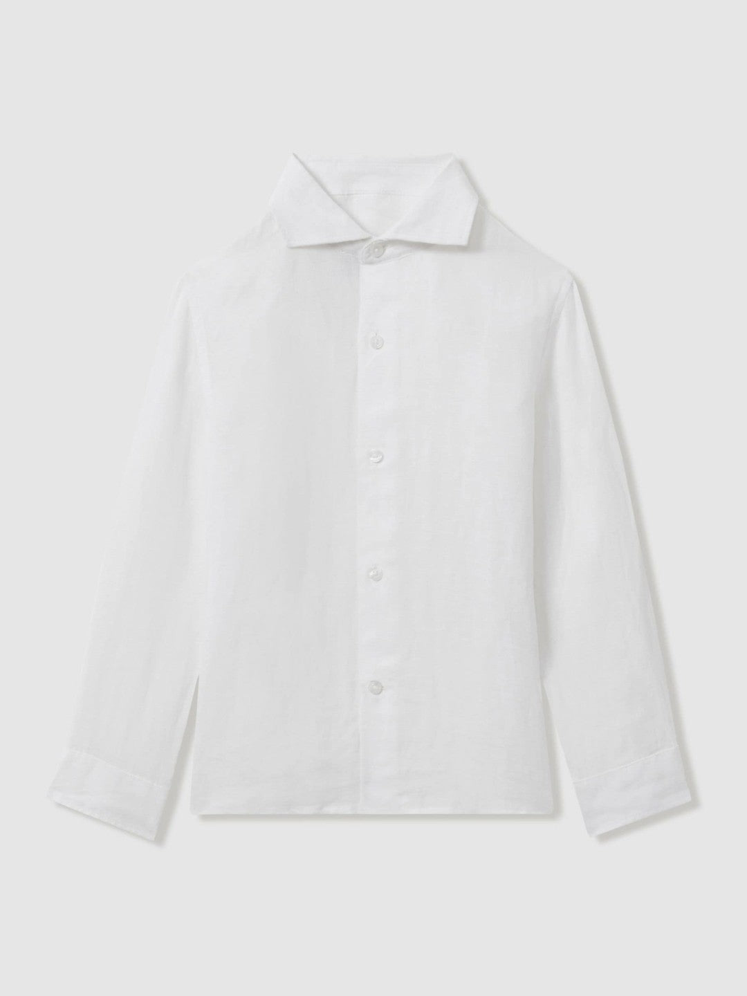 3-9 yrs Striped Linen Cutaway Collar Shirt in White | Reiss Children & Baby Exclusive