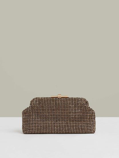 Embellished Clutch Bag in Gold | Reiss Women Best Seller
