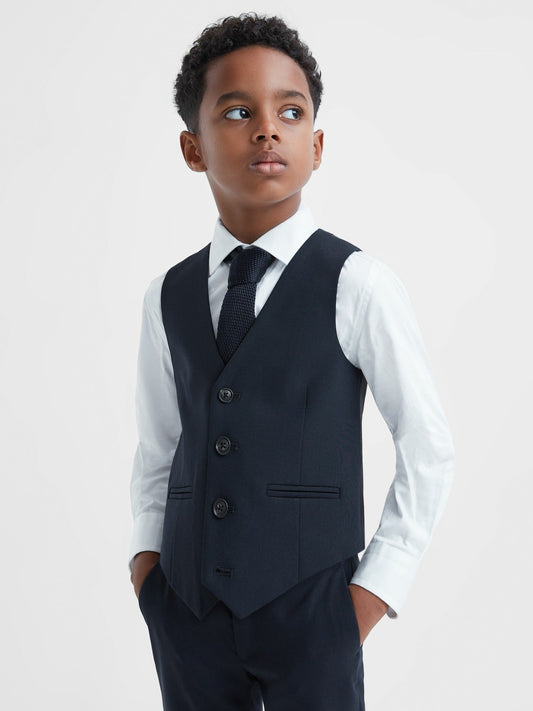 9-14 yrs Modern Fit Waistcoat in Navy | Reiss Children & Baby Featured