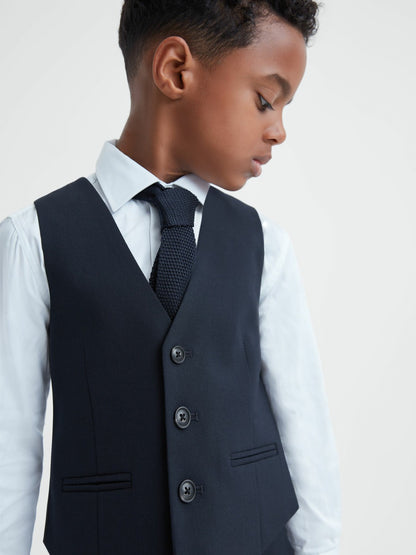 9-14 yrs Modern Fit Waistcoat in Navy | Reiss Children & Baby Featured