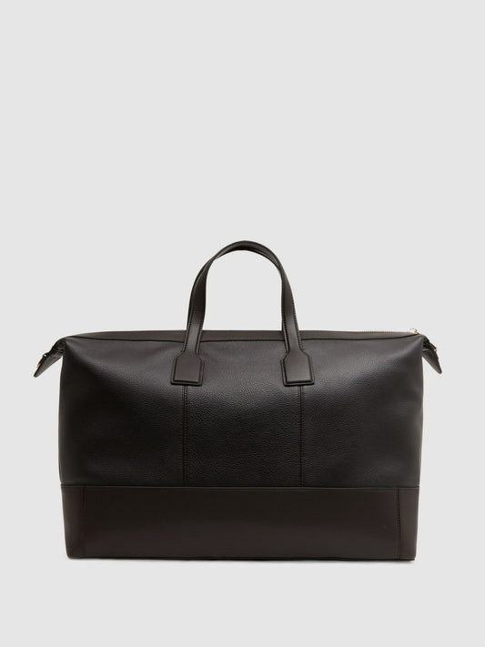 Leather Holdall in Chocolate | Reiss Men Trending