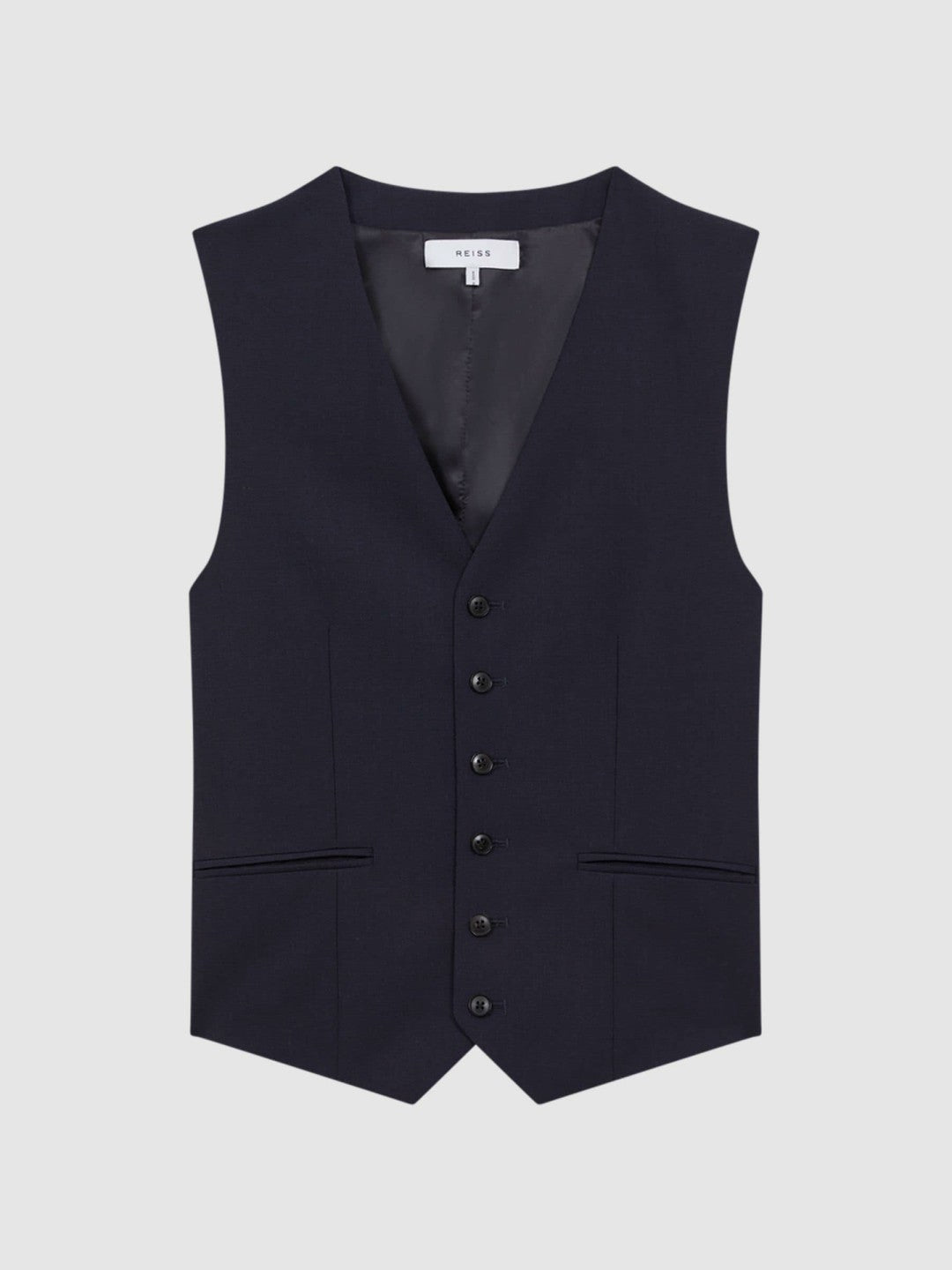 Modern Fit Wool Blend Waistcoat in Navy | Reiss Men Popular