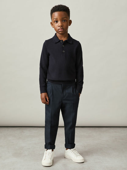 3-9 yrs Merino Wool Polo Shirt in Navy | Reiss Children & Baby Featured