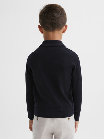 3-9 yrs Merino Wool Polo Shirt in Navy | Reiss Children & Baby Featured