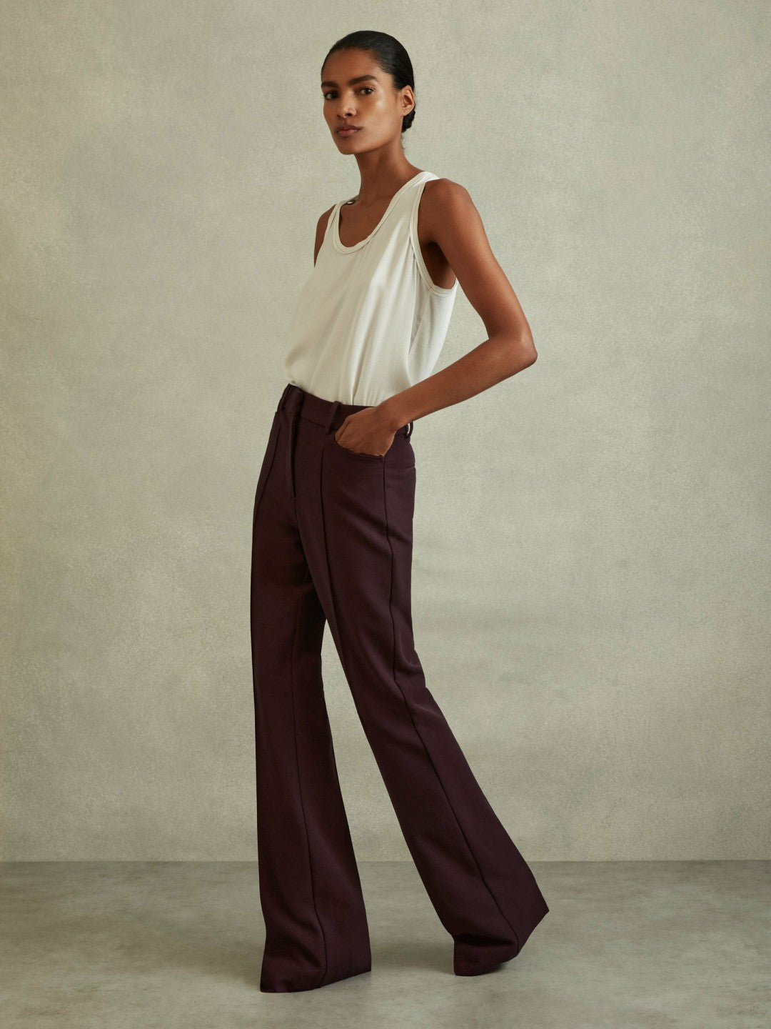 Flared Suit Trousers in Berry | Reiss Women Recommended