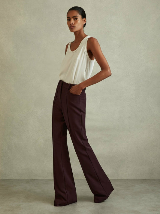 Flared Suit Trousers in Berry | Reiss Women Recommended