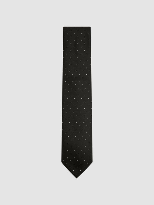 Polka Dot Silk Tie in Black | Reiss Men Featured